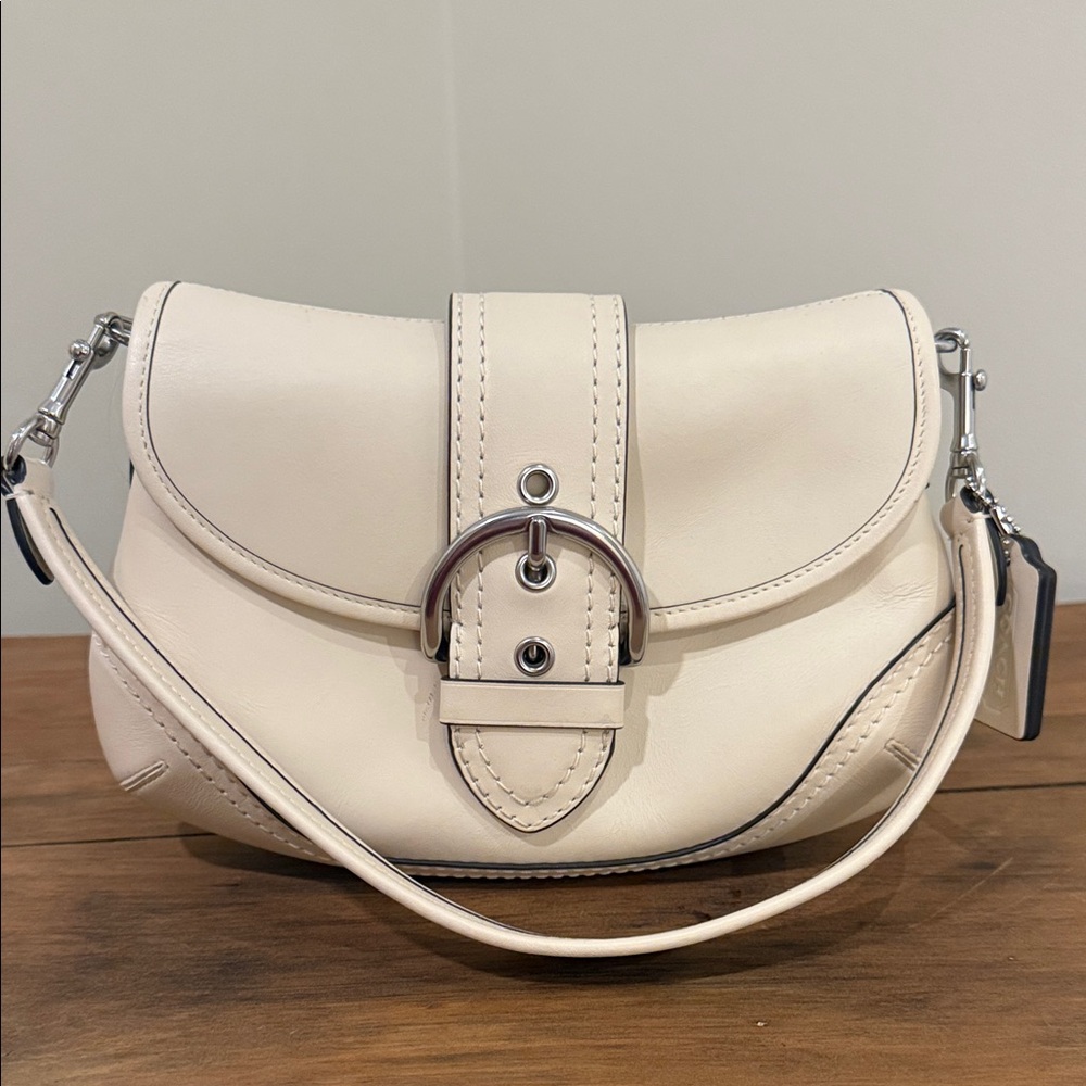 Coach SOHO Flap Chalk Bag with Silver Accents
